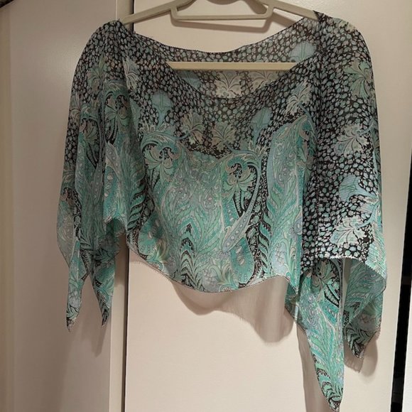 Vintage Eli Tahari Strapless Silk Top with matching Short Pancho - Picture 8 of 12